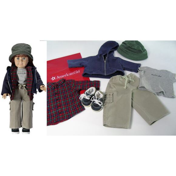 American Girl Pleasant Company CARGO PLAID SHIRT OUTFIT Pants Shoes Hat Hoodie + - Picture 6 of 8